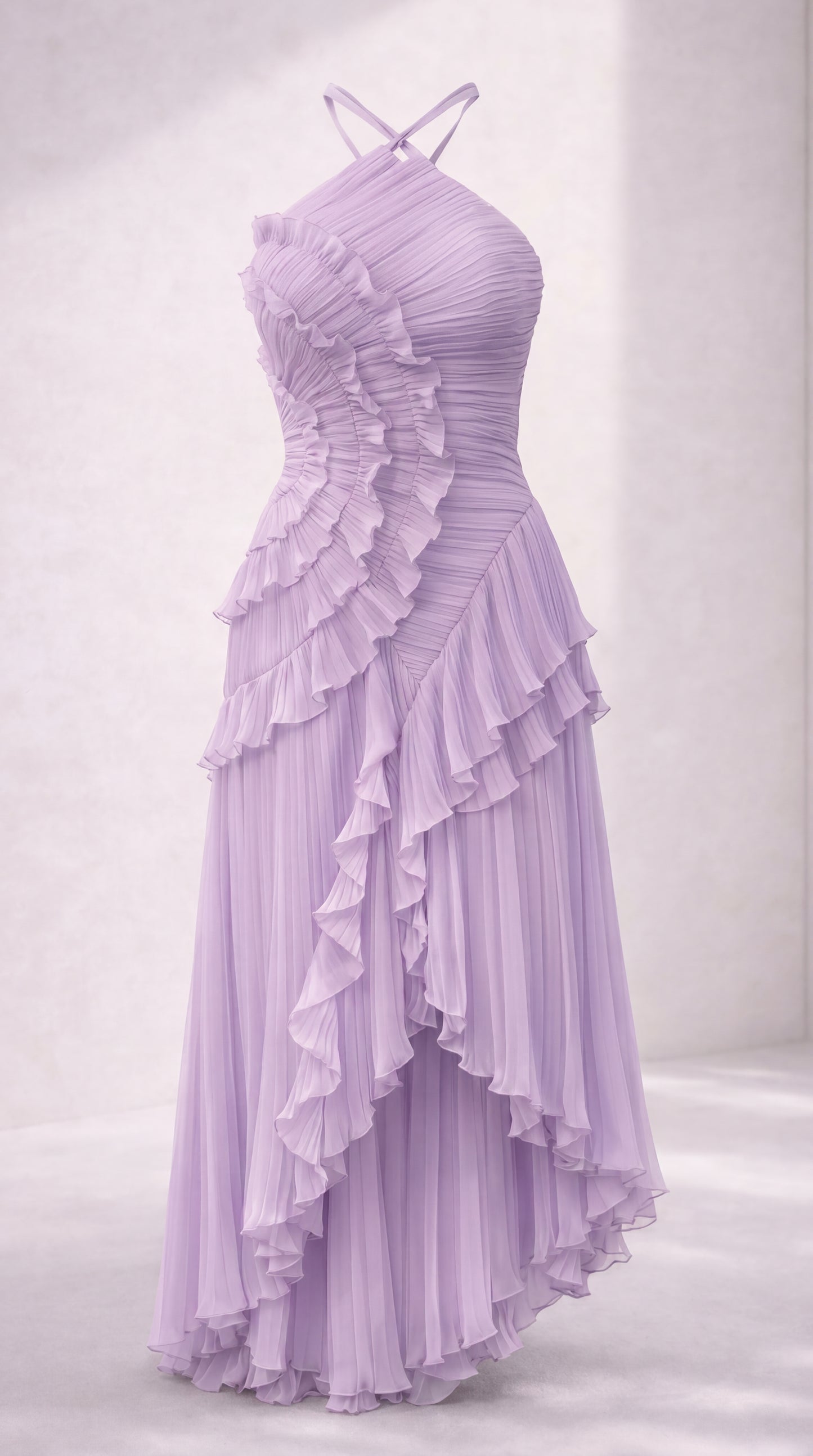 Elegant Asymmetrical Chiffon Maxi Dress